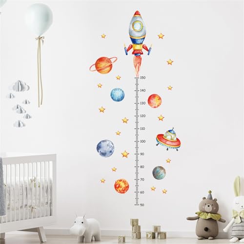 Hava Kolari Rakete Kinder Höhe Diagramm Wandtattoo Wandaufkleber Höhe Messlatte Maßband Universum Kinderzimmer Babyzimmer Kind Baby Junge Mädchen Wandsticker Wanddeko von Hava Kolari