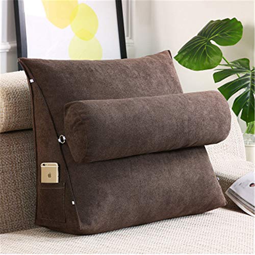 Hava Kolari Rückenkissen Nackenrolle Wedge Pillow tv Kissen für Sofa Bett Leinen, 60X50X20cm (Brown) von Hava Kolari