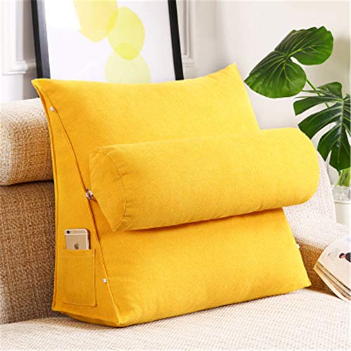Hava Kolari Rückenkissen Nackenrolle Wedge Pillow tv Kissen für Sofa Bett Leinen, 60X50X20cm (Gelb) von Hava Kolari