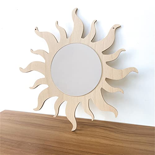 Hava Kolari Sonne Wandspiegel, Kinder Acryl Spiegel 3D Acryl Spiegel, Wandspiegel Kinderspiegel mit Holz Wanddeko Kinderzimmer Badezimmer von Hava Kolari