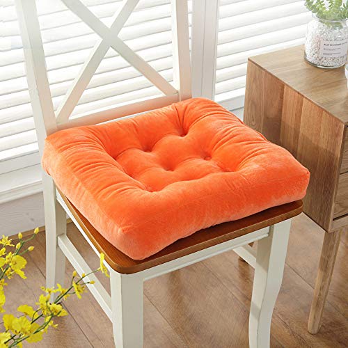 Hava Kolari Stuhlkissen Weiches Sitzkissen Solid Color Dicke Polsterung Kurzer Plüsch für Indoor und Outdoor Stühle, Garten, Auto, Büro, Sofa (Orange,43 x 43 cm) von Hava Kolari