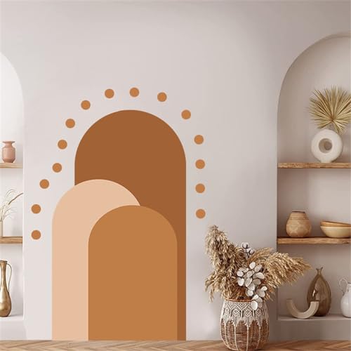 Hava Kolari Wandaufkleber Bogen Moderne Geometrische Form Zum Abziehen Und Aufkleben Selbstklebender Aufkleber Boho-Wanddekor Für Wohnzimmer 98 X 61 cm (Braun) von Hava Kolari
