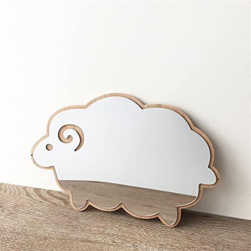 Hava Kolari Wandspiegel Acryl Spiegel Kinderzimmer, Schafe 3D Acryl Spiegel Wandspiegel, Tiere Kinderspiegel mit Holz Wanddeko Kinderzimmer Badezimmer von Hava Kolari