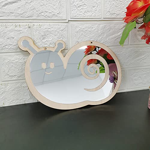 Hava Kolari Wandspiegel Kinderzimmer 3D Tier Spiegel Wandspiegel Acryl Spiegel Aufkleber Mädchen Wanddekoration für Kinderzimmer Badezimmer (Schnecke) von Hava Kolari