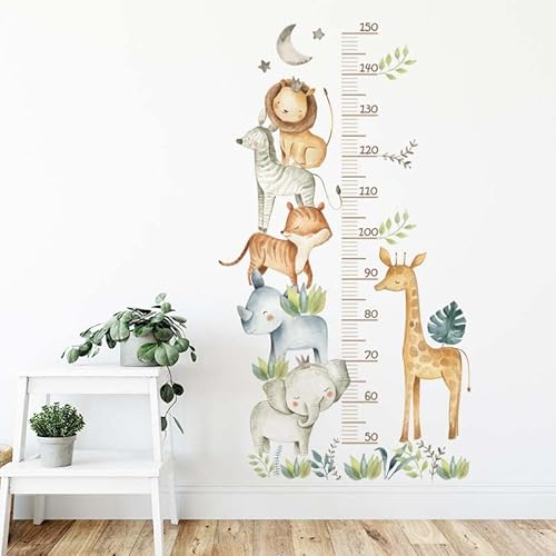 Hava Kolari Wandsticker Kind Wandtattoo Wandbilder Wachstum Messleiste Wald-Tiere Giraffe Zebra Fuchs Wand Aufkleber Deko Baby-Zimmer Mädchen Junge Kinder von Hava Kolari