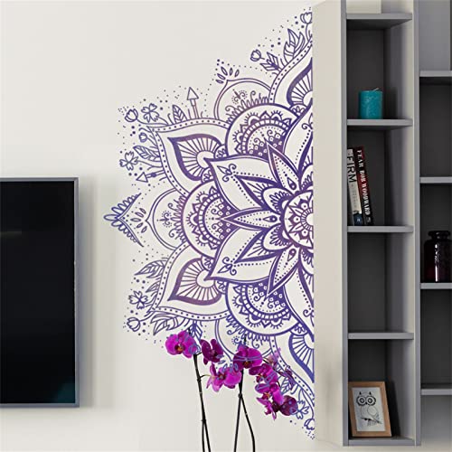 Mandala Wandtattoo Wandsticker, Boho Indisch Mandala Lotus Wandtattoo, Hallo Blume Wandaufkleber Kunst Wandbild Wohnzimmer Yoga Schlafzimmer (Lila 1171) von Hava Kolari