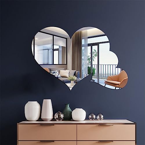Wandspiegel Herz Selbstklebender Glasspiegel HD Dekorative Wandspiegel Rahmenlos Flexibler Spiegelfolie Acrylic Spiegel für Gäste WC, Badzimmer, Ankleidezimmer, Wohnzimmer etc (20 * 30cm) von Hava Kolari
