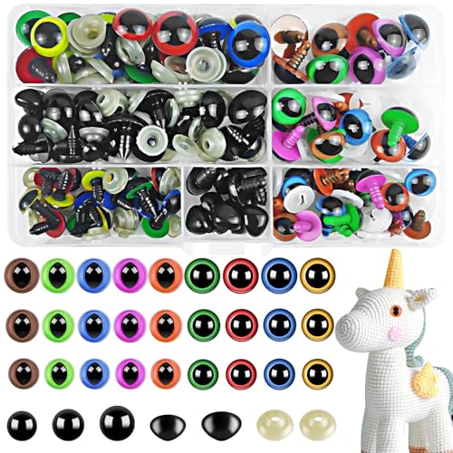 HavaCue 114 Stück 12-18MM Sicherheitsaugen für Häkeltiere, Mehrfarbig Augen für Häkeltiere Mit Sicherheitsnasen, Puppenaugen Mit Unterlegscheiben, Kunststoff Knopfaugen für Häkeltiere Puppe Marionette HavaCue 114 Stück 12-18MM Sicherheitsaugen für Häkeltiere, Mehrfarbig Augen für Häkeltiere Mit Sicherheitsnasen, Puppenaugen Mit Unterlegscheiben, Kunststoff Knopfaugen für Häkeltiere Puppe Marionette von HavaCue ㅤ