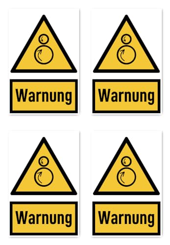 Aufkleber: 150x100 mm, 4 Stück - Signalwort Warnung vor gegenläufigen Rollen - Warnzeichen mit Text (deutsch) (gelb/schwarz) - hochkant - W025 - DIN EN ISO 7010 / ASR A1.3 von Havati
