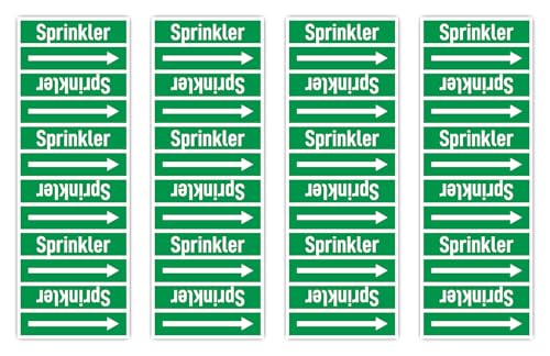 Aufkleber: 150x50 mm, 4 Stück - Gruppe 1 - Wasser - Banderole - Rohrleitungskennzeichnung - nach DIN 2403 - Sprache: deutsch - Sprinkler von Havati