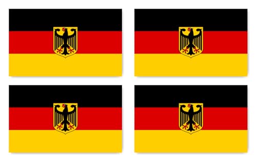 Aufkleber: 150x90 mm, 4 Stück - Flagge - Deutschland - mit Hoheitsabzeichen/mit Adler - DE - für Auto, Koffer, Laptop und mehr von Havati