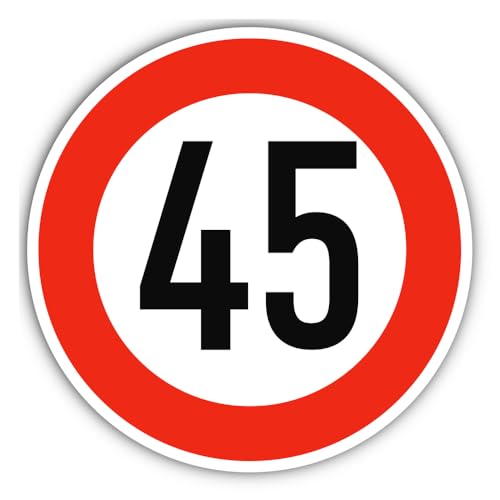 Aufkleber: ⌀ 250 mm, 1 Stück - StVO Verkehrszeichen Z-274 rot/weiß - maximale Geschwindigkeit/Höchstgeschwindigkeit - 45 km/h Aufkleber: ⌀ 250 mm, 1 Stück - StVO Verkehrszeichen Z-274 rot/weiß - maximale Geschwindigkeit/Höchstgeschwindigkeit - 45 km/h von Havati