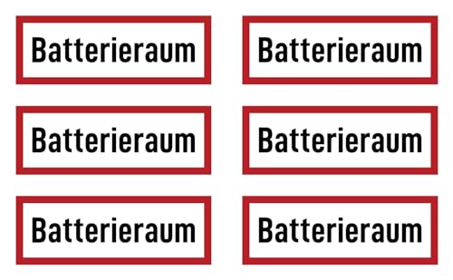 Aufkleber: 37x105 mm, 6 Stück - Batterieraum - Brandschutzzeichen - Hinweisschild auf Brandschutzeinrichtung und Einsatzhinweise - DIN 4066 - D1 von Havati