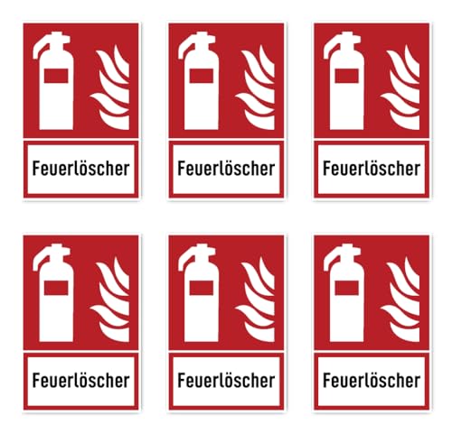 Aufkleber: 75x50 mm, 6 Stück - Feuerlöscher - Brandschutzzeichen mit Text (deutsch) (rot/weiß) - hochkant - F001 - DIN EN ISO 7010 / ASR A1.3 Aufkleber: 75x50 mm, 6 Stück - Feuerlöscher - Brandschutzzeichen mit Text (deutsch) (rot/weiß) - hochkant - F001 - DIN EN ISO 7010 / ASR A1.3 von Havati