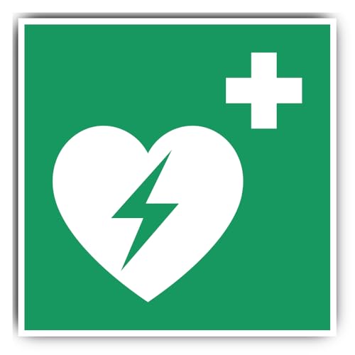 Automatisierter Externer Defibrillator (AED), Rettungszeichen: E010 - DIN EN ISO 7010 / ASR A1.3 - Aufkleber: 30 cm, 1 Stück von Havati