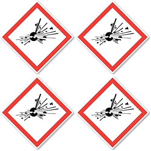 Explosionsgefährlich, Gefahrensymbol: UN/GHS-Gefahrenpiktogramm - Aufkleber: 7.5 cm, 4 Stück von Havati