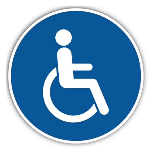 Für Rollstuhlfahrer oder Menschen mit Behinderung, Gebotszeichen - in Anlehnung an DIN EN ISO 7010 / ASR A1.3 - Aufkleber: 25 cm, 1 Stück von Havati