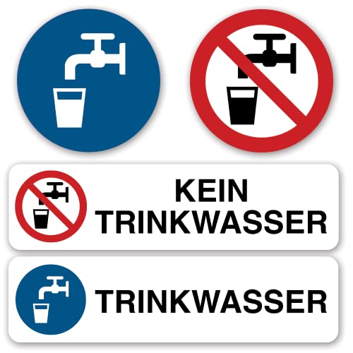 Hochwertige Aufkleber: Trinkwasser und Kein Trinkwasser - nach DIN EN ISO 7010 P005 ASR A1.3, 4 Stück von Havati