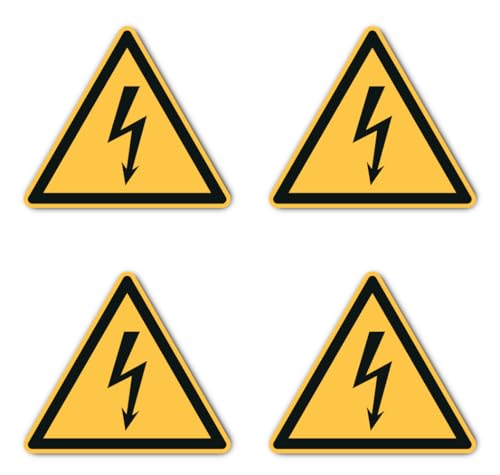 Warnung vor elektrischer Spannung: W012 - DIN EN ISO 7010 / ASR A1.3 - Aufkleber: 15 cm, 4 Stück von Havati