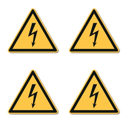 Warnung vor elektrischer Spannung: W012 - DIN EN ISO 7010 / ASR A1.3 - Aufkleber: 7.5 cm, 4 Stück von Havati