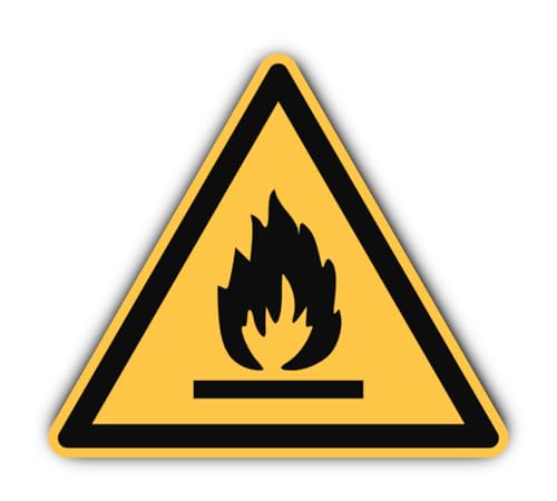 Warnung vor feuergefährlichen Stoffen: W021 - DIN EN ISO 7010 / ASR A1.3 - Aufkleber: 20 cm, 1 Stück von Havati