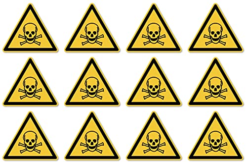 Warnung vor giftigen Stoffen: W016 - DIN EN ISO 7010 / ASR A1.3 - Aufkleber: 2,5 cm, 12 Stück von Havati