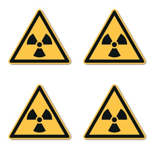 Warnung vor radioaktiven Stoffen oder ionisierenden Strahlen: W003 - DIN EN ISO 7010 / ASR A1.3 - Aufkleber: 10 cm, 4 Stück von Havati