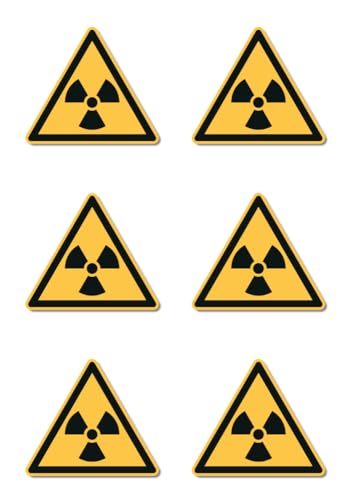 Warnung vor radioaktiven Stoffen oder ionisierenden Strahlen: W003 - DIN EN ISO 7010 / ASR A1.3 - Aufkleber: 5 cm, 6 Stück von Havati