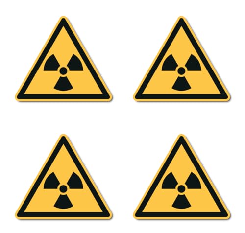 Warnung vor radioaktiven Stoffen oder ionisierenden Strahlen: W003 - DIN EN ISO 7010 / ASR A1.3 - Aufkleber: 7.5 cm, 4 Stück von Havati