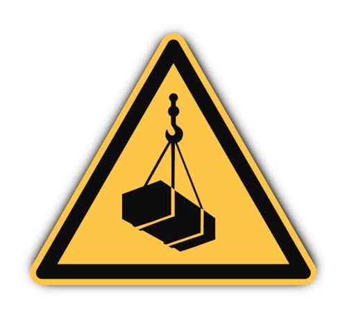 Warnung vor schwebender Last: W015 - DIN EN ISO 7010 / ASR A1.3 - Aufkleber: 20 cm, 1 Stück von Havati