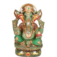 Jade Stein Ganesha Statue 12 "Aventurin Edelstein Handgemachte Malerei Wohnkultur von HaveliArtsJaipur