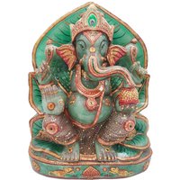 Jade Stein Ganesha Statue 14" Aventurin Edelstein Handgemachte Malerei Tanzendes Geschenk von HaveliArtsJaipur