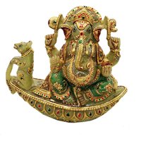 Jade Stein Ganesha Statue 8 Aventurin Edelstein Handgemachte Goldfolie Malerei Geschenk von HaveliArtsJaipur