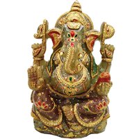 Jade Stein Ganesha Statue 8 Aventurin Edelstein Handgemachte Goldfolie Malerei Geschenk von HaveliArtsJaipur