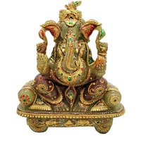 Jade Stein Ganesha Statue 9 Aventurin Edelstein Handgemachte Goldfolie Malerei Geschenk von HaveliArtsJaipur