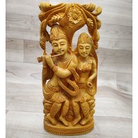 Radha Krishna Statue 10" Holz Hand Geschnitzt Liebe Paar Figur Wohnkultur Geschenk von HaveliArtsJaipur
