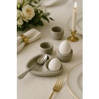 Beton Eierbecher Eier Becher Teelichthalter Grau Wohnen Design Esszimmer Deko Kerzenhalter von Havelpraesente