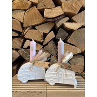 Kerzenhalter Stabkerzenhalter Kerzen Halter Weiß Raysin Camper Camping Inkl. Kerze Rosa Beige Mit Herz Skandi Deko Trockenblumen Wohnwagen von Havelpraesente