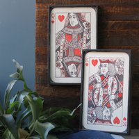 Spielkarte Kunstwerk Spielzimmer Dekor König Und Königin Wanddekor Queen Of Hearts Poker Wandkunst Gerahmte Holzdrucke 2 Stück Set Geschenk Für Ihn von HavenAmerica