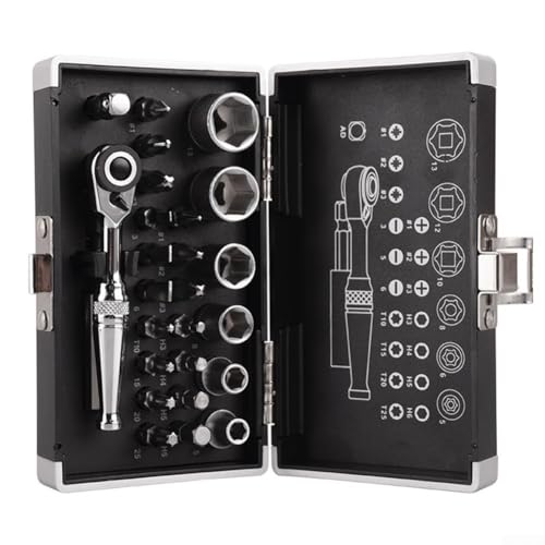 14-Zoll-Antriebs-Ratschenschlüssel-Werkzeug-Set, 26-teiliges metrisches Steckschlüssel-Bit und Verlängerungsstange von HavenDomicile