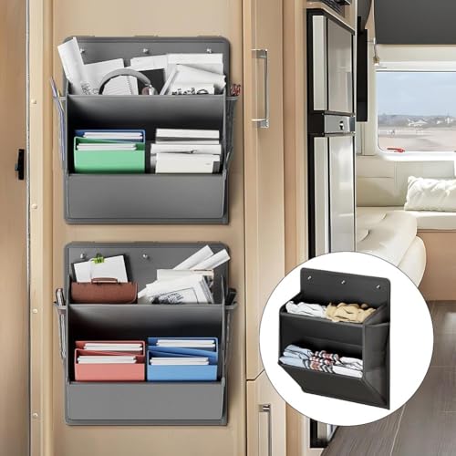2 Stück Wohnmobil-Schuhaufbewahrung Türregal mit großer tiefer Tasche Wandhalterung für Camper RV, schnelle Einrichtung mit Haken, kein Werkzeug erforderlich (schwarz) von HavenDomicile