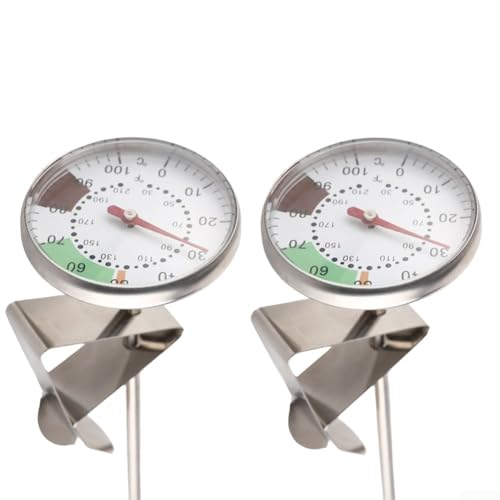 2 Stück professionelles Milchaufschäumthermometer für Kaffee Schokolade mit beschlagfestem Glaszifferblatt und Edelstahlstiel für Dampftemperaturkontrolle 2 Stück professionelles Milchaufschäumthermometer für Kaffee Schokolade mit beschlagfestem Glaszifferblatt und Edelstahlstiel für Dampftemperaturkontrolle von HavenDomicile