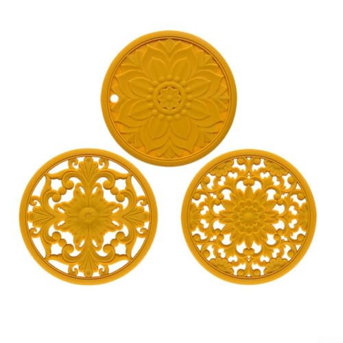 3-teiliges wasserdichtes Silikon-Esszimmermatten-Set (gelb) von HavenDomicile