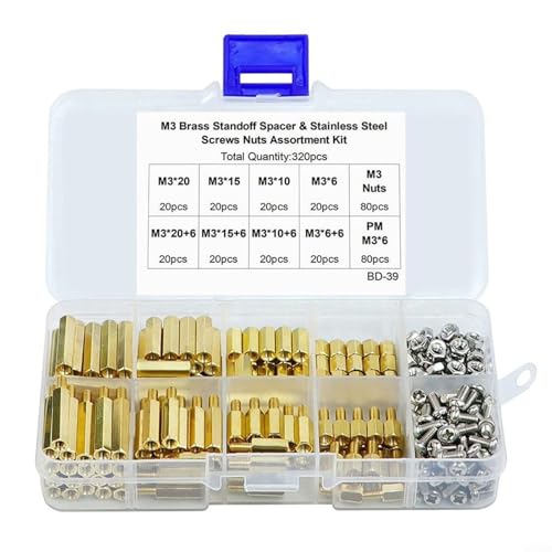 3mm Messing Hex Spacer Abstandshalter Schraube Mutter Kit 320pcs für Elektronik und Industrie Gerät Montage mit Edelstahl Hardware von HavenDomicile