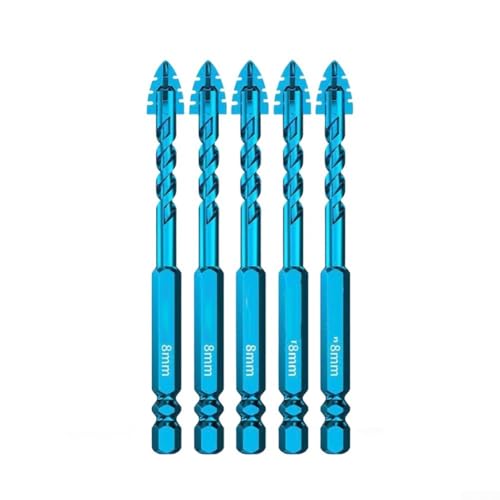 4-kantige gezackte Exzenterbohrer Set von 5 Stück für Glas Holz Metall Fliesen Trockenbohranwendungen mit Hartmetallmaterial (8 mm) von HavenDomicile