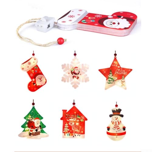 6 x dekorative Weihnachtslichter mit Stern- und Schneemann-Designs für Innendekoration während der Weihnachtszeit (6-teiliges Set) von HavenDomicile