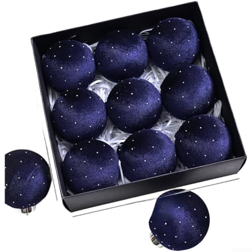 9-teiliges Samt-Weihnachtskugel-Set zum Aufhängen für Baum und festliche Heimdekoration (XM0170S – Royal) von HavenDomicile