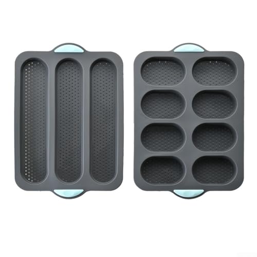 Antihaft-Silikon-Brotpfannen-Set zum Backen von Brot zu Hause, mit wärmeisolierten Griffen, rutschfester Unterseite und zwei Pfannen mit 3 und 8 Gitterabschnitten Antihaft-Silikon-Brotpfannen-Set zum Backen von Brot zu Hause, mit wärmeisolierten Griffen, rutschfester Unterseite und zwei Pfannen mit 3 und 8 Gitterabschnitten von HavenDomicile