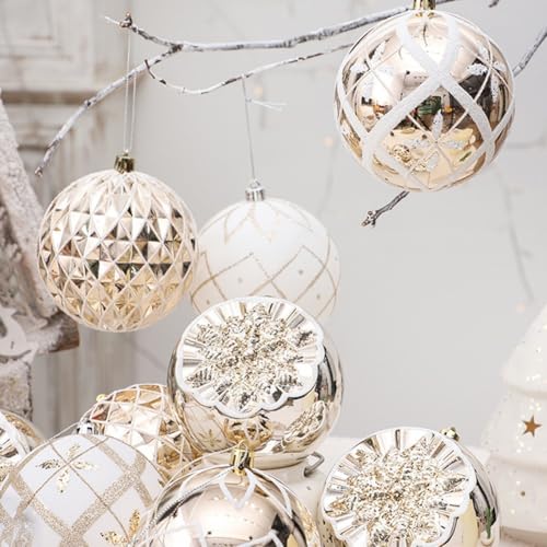 Bunte Weihnachtskugel-Ornamente, um Ihren Weihnachtsbaum und saisonale Dekoration zu verschönern (rotweiß), 9 Stück von HavenDomicile
