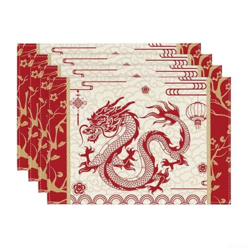 Chinesischer Esstischläufer, 33 x 183 cm, Polyester, schützt Oberflächen und fügt thematische Dekoration für Zuhause und Party hinzu (Matte B) von HavenDomicile